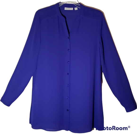 Susan Gaver women's deep purple size 6 button up dress shirt. - Picture 1 of 5